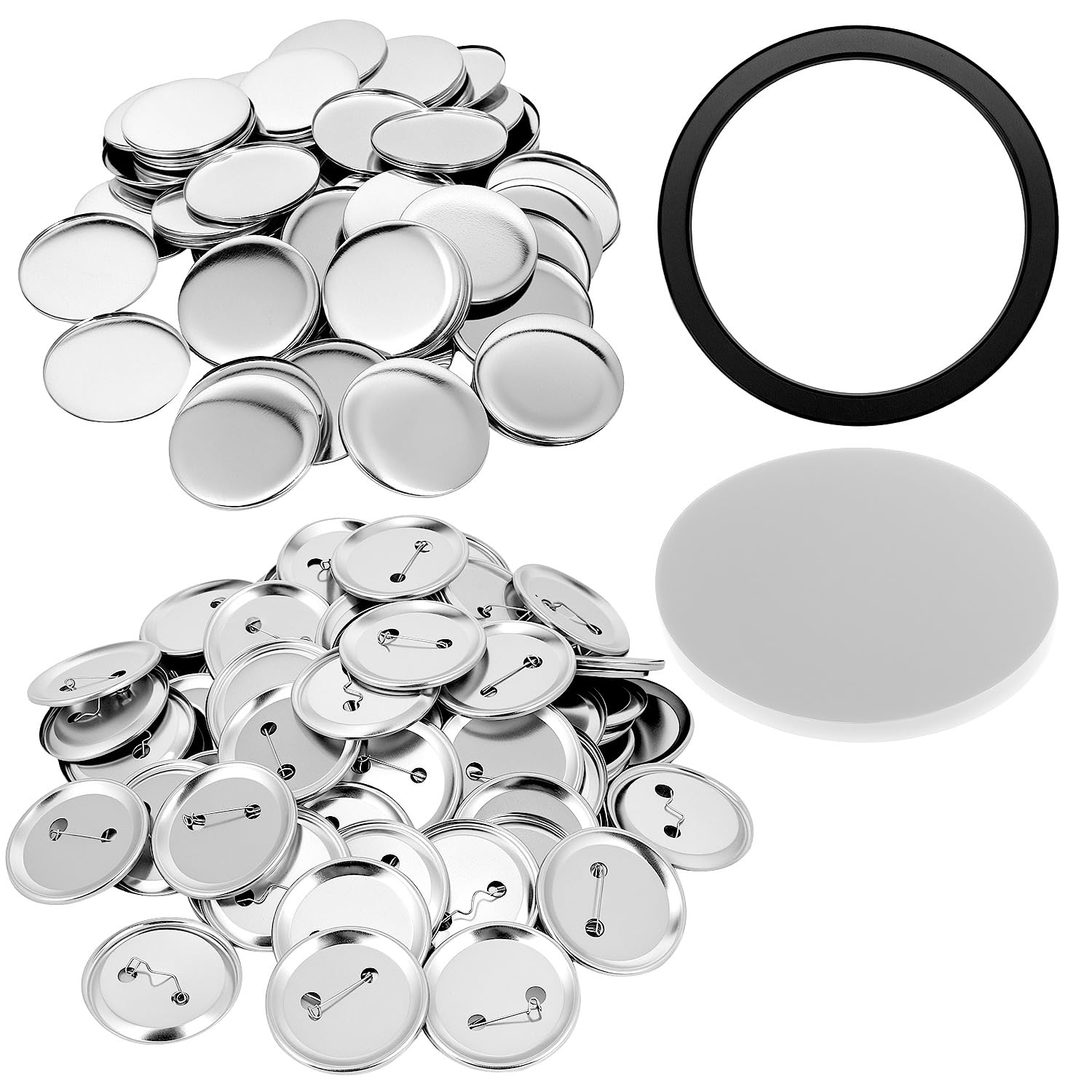 QWORK® 100 distintivi personalizzabili da 58 mm, distintivi in ​​metallo vuoto con perni per macchina per bottoni