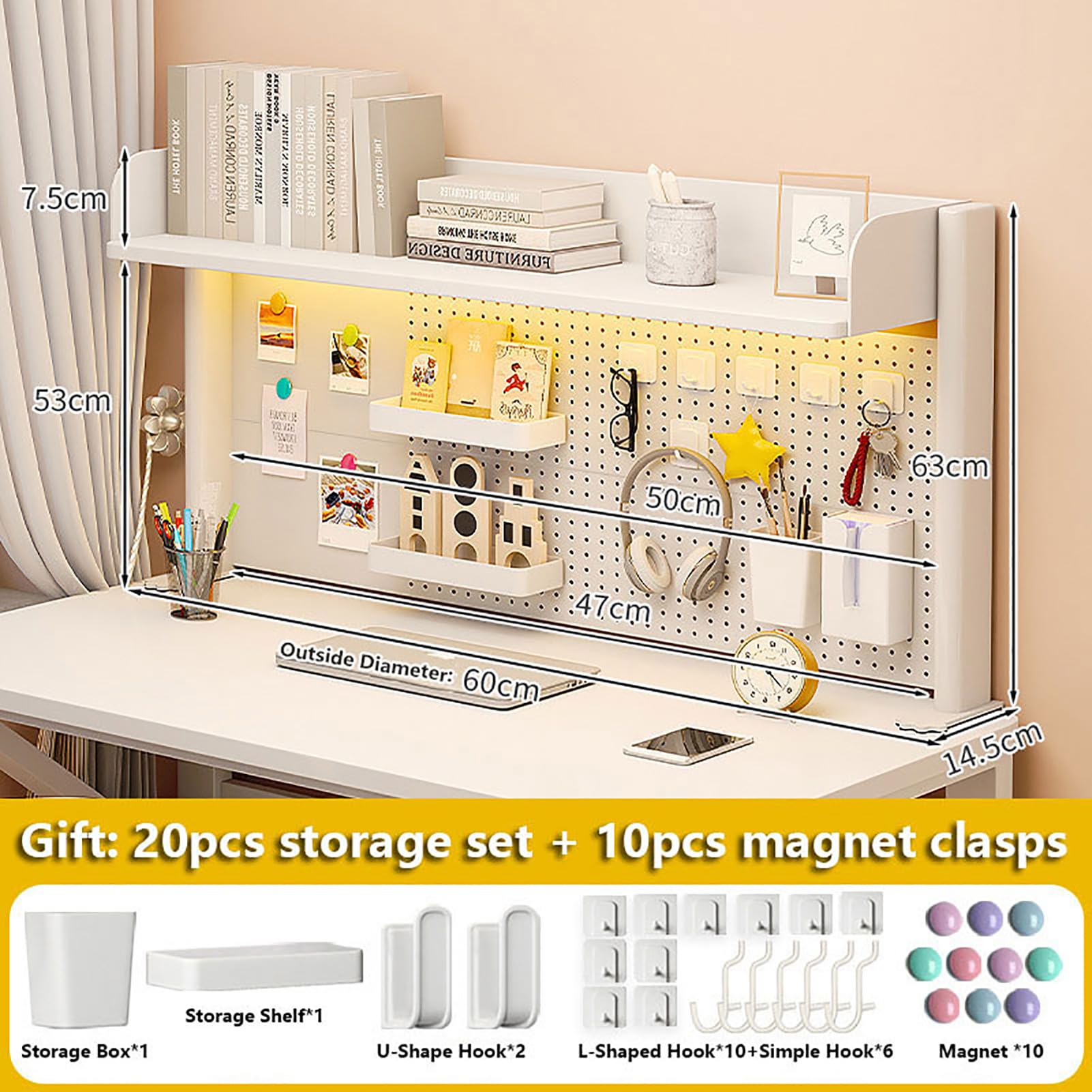 Bureau Pegboard, Klem op Bureau Organizer Plank, Bureau Extender Bijzettafel Klem op Boven Desktop Opslag Plank Kleine Bureau Uitbreiding Rekken Unit (Grootte: 80 * 20 * 66cm/31,5 * 7,8 * 26 inch Bureau Pegboard, Klem op Bureau Organizer Plank, Bureau Extender Bijzettafel Klem op Boven Desktop Opslag Plank Kleine Bureau Uitbreiding Rekken Unit (Grootte: 80 * 20 * 66cm/31,5 * 7,8 * 26 inch