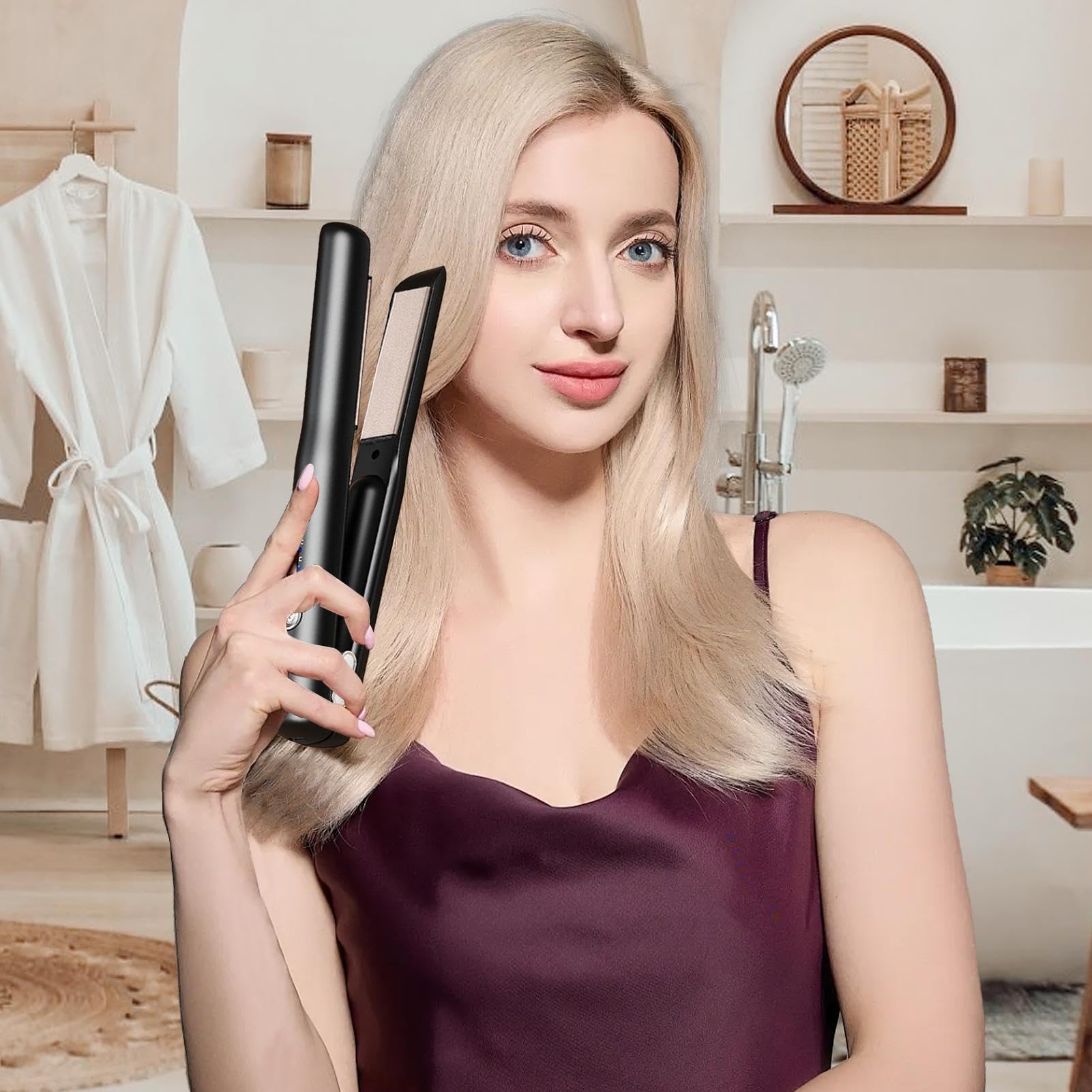Piastra lisciante senza fili, piastra per capelli portatile senza fili | Ferri per bigodini Meno effetto , strumenti per lo styling, ricaricabile