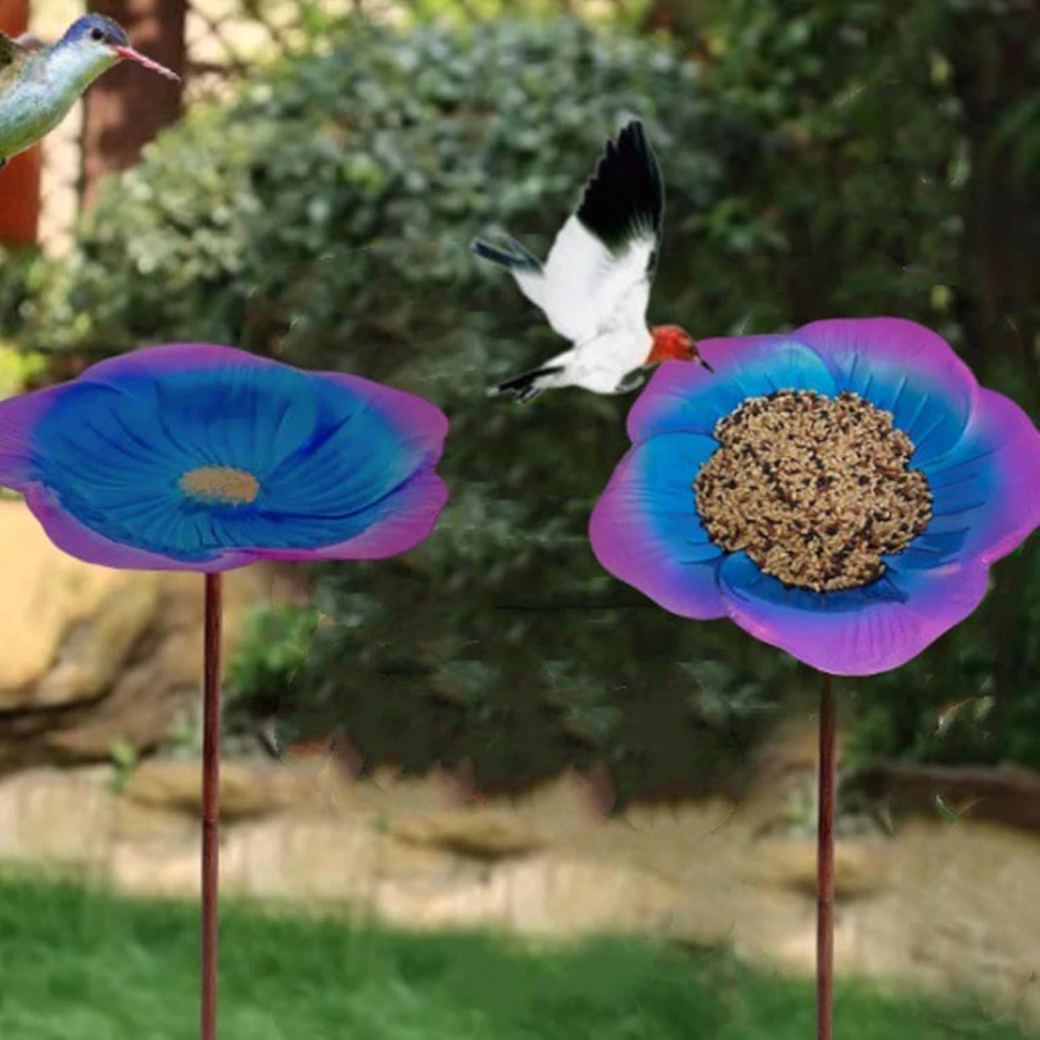 Bee Drinking Cups for Garden with Stake Butterfly Food Feeder