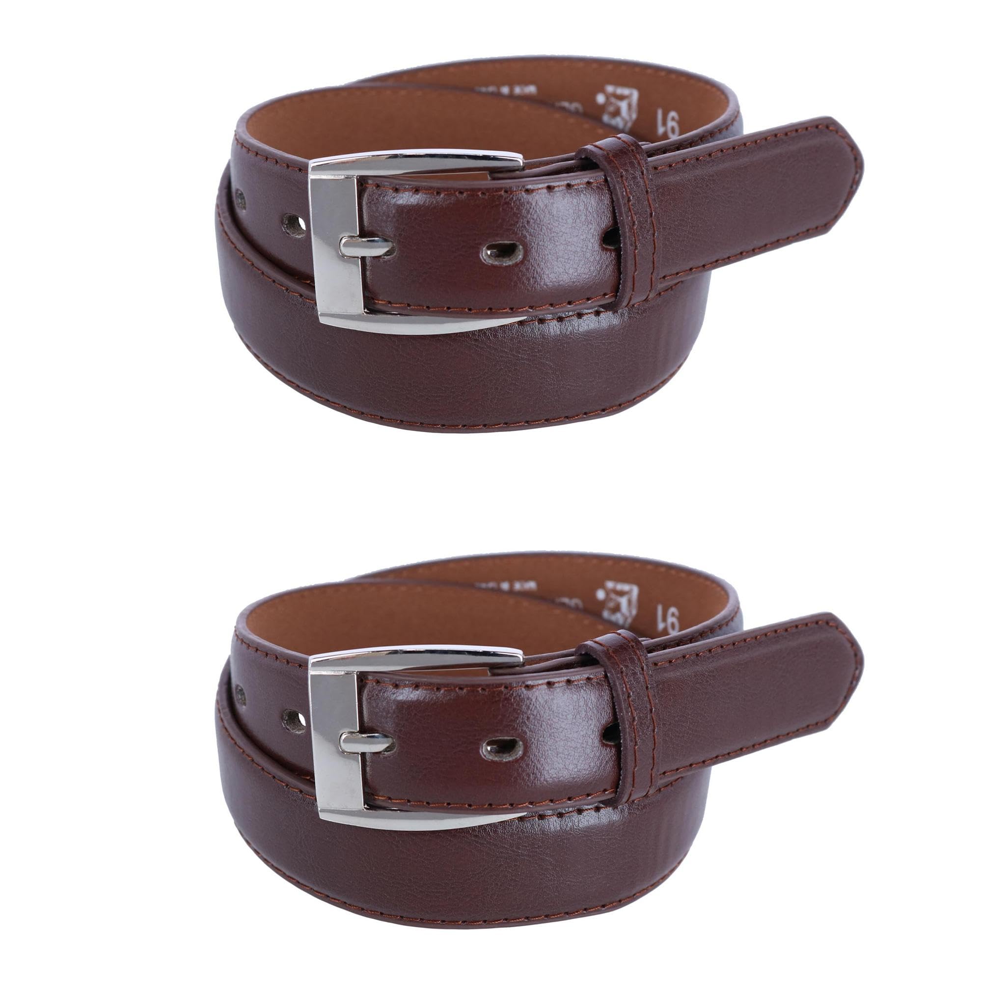 CTM Kids Smooth Leather Dress Belt (Pack of 2), Xlarge, Brown