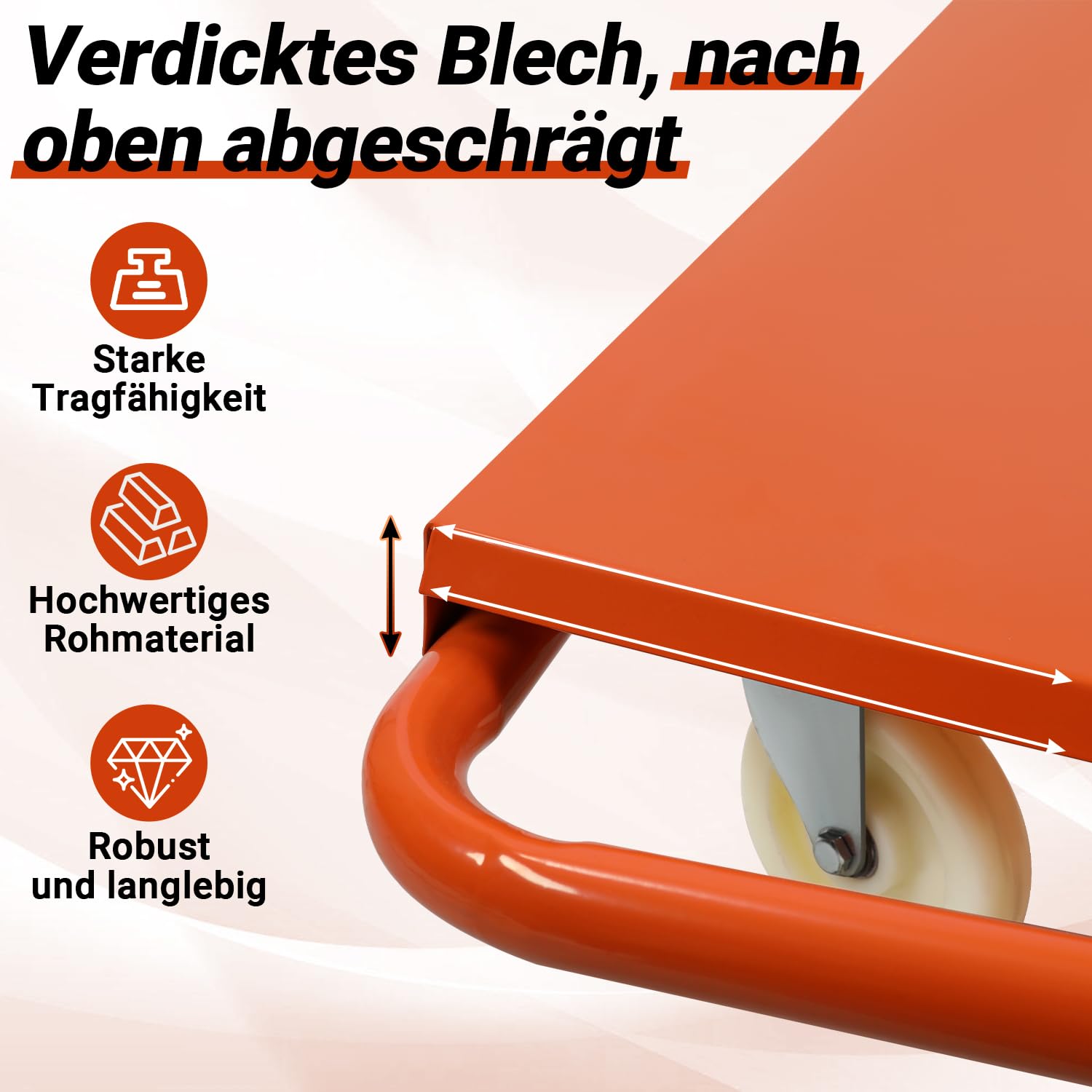 Carrello a pannello fino a 1000 kg, 115 x 56 x 119 cm, con spina, supporto per il trasporto, in acciaio Q235, arancione