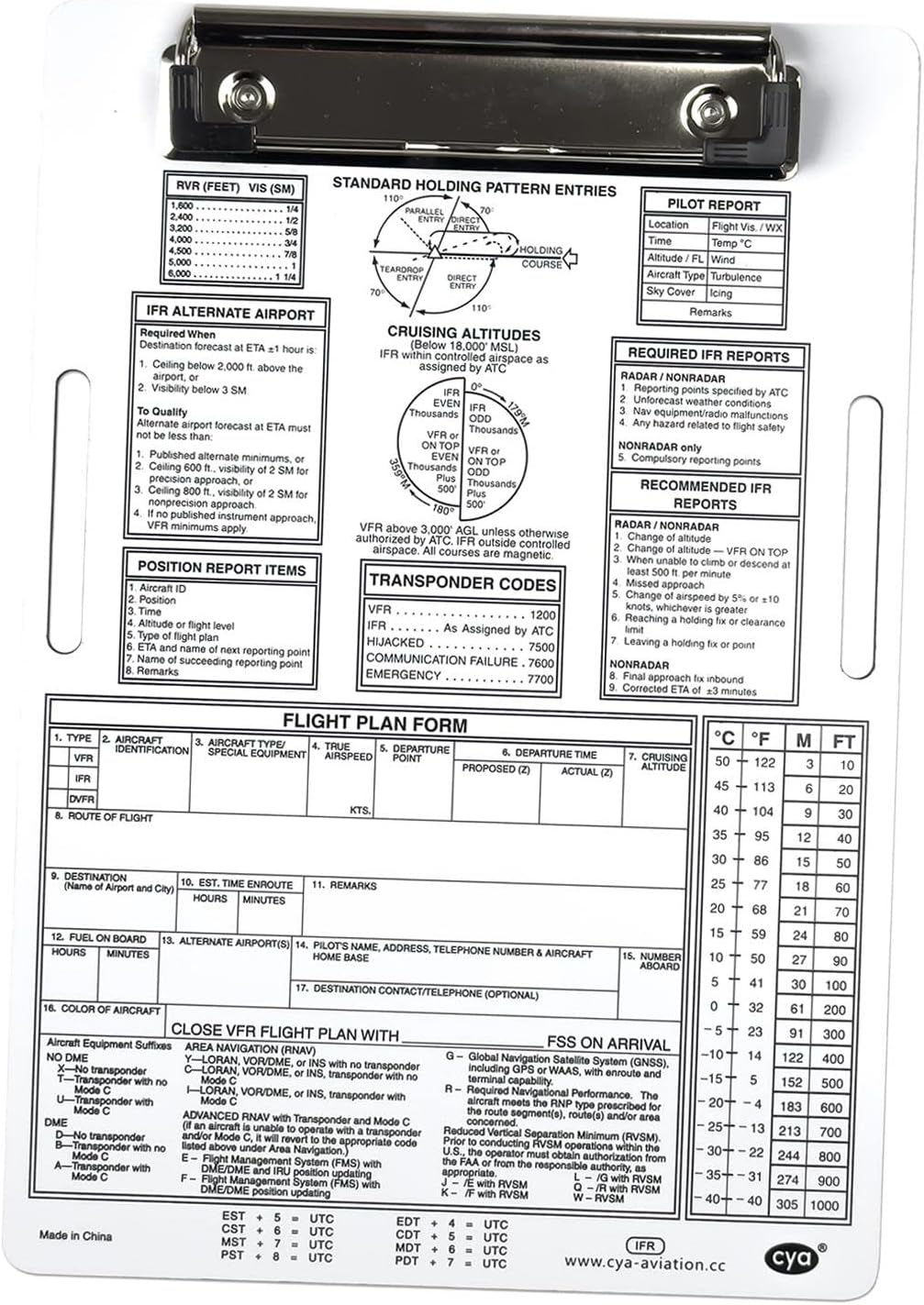 Pilot Kneeboard IFR/VFR Premium Writing Pad Sturdy Portable