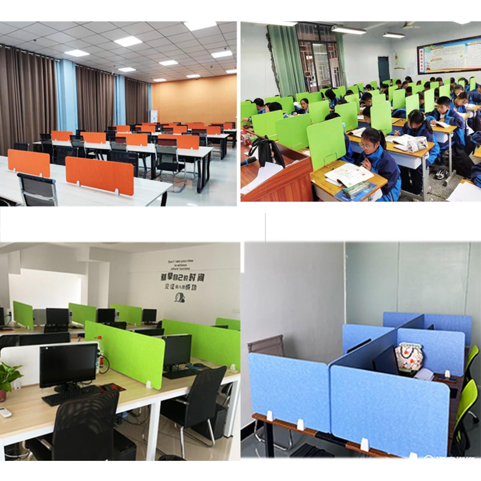 Ensemble de 2 panneaux de séparation acoustiques pour bureaux, cloisons autoportantes pour salles de classe, bibliothèques et bureaux. Réduit les distractions visuelles. Couleur verte. Conception abs