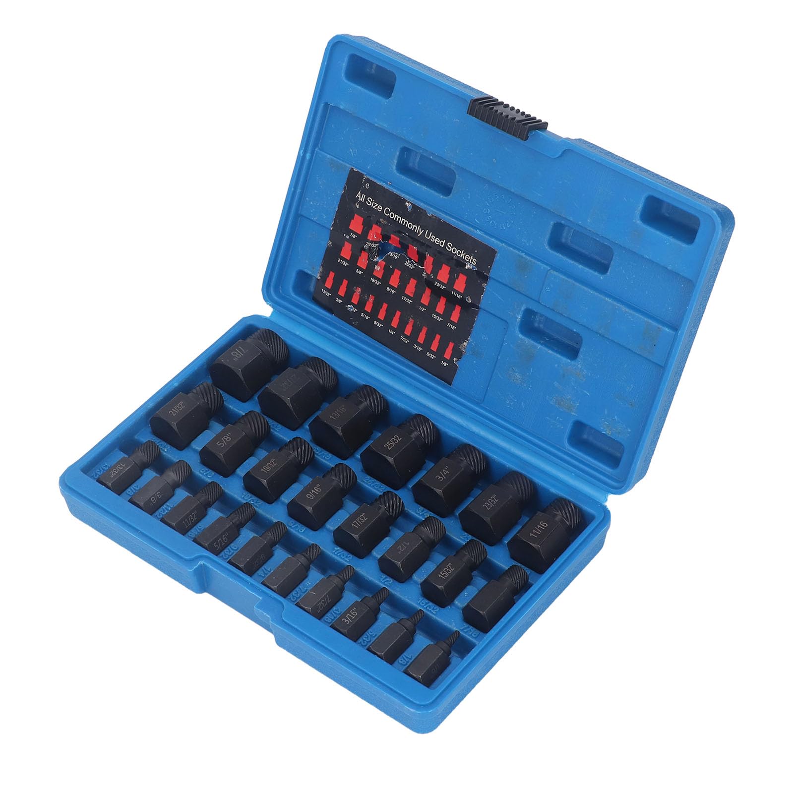 YWBL-WH Juego de Extractores de Tornillos de 25 Piezas Juego de Extractores de Pernos de Cabeza Hexagonal de Acero Cr Mo para Reparación de Eliminación de Pernos y Dañados Rotos Mantenimiento para