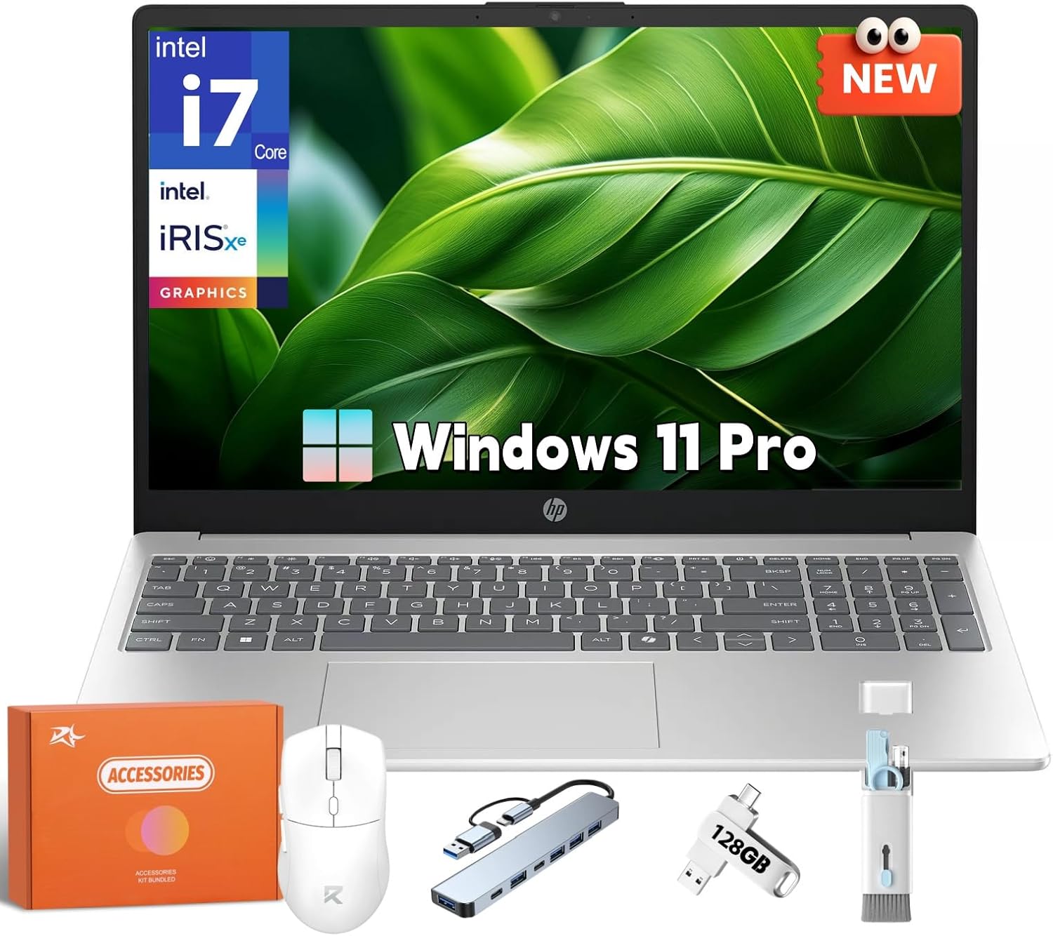 HP 2025 Touchscreen Laptop, Intel i7-1355U(Beat i7-1255u), Intel Iris Xe Graphics, 15.6" FHD Touch Screen, 64 GB RAM, 2 TB SSD, Wi-Fi 6, HD Webcam, Windows 11 Pro, Microsoft Copilot-AI, w/Accessories
