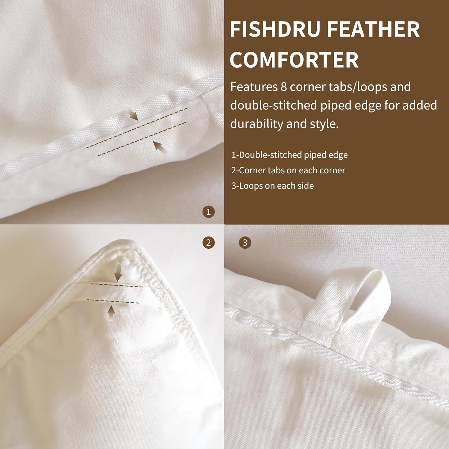 Luxury White Duck Feather Down Comforter,All Season Queen Size Bed Comforter - Bedding Comforter Duvet Insert - Quilted Comforters Duvet Insert with 8 Tabs - Winter Warm (White, Queen)