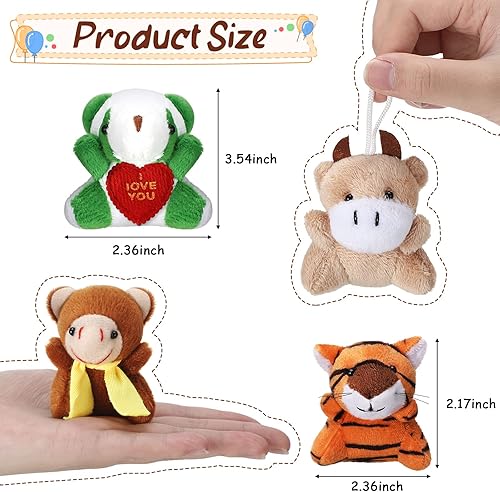 Miniatura 9 de 100 piezas de mini animales de peluche a granel, juguetes de animales pequeños a granel, llavero, decoración de fiestas, rellenos de huevos de