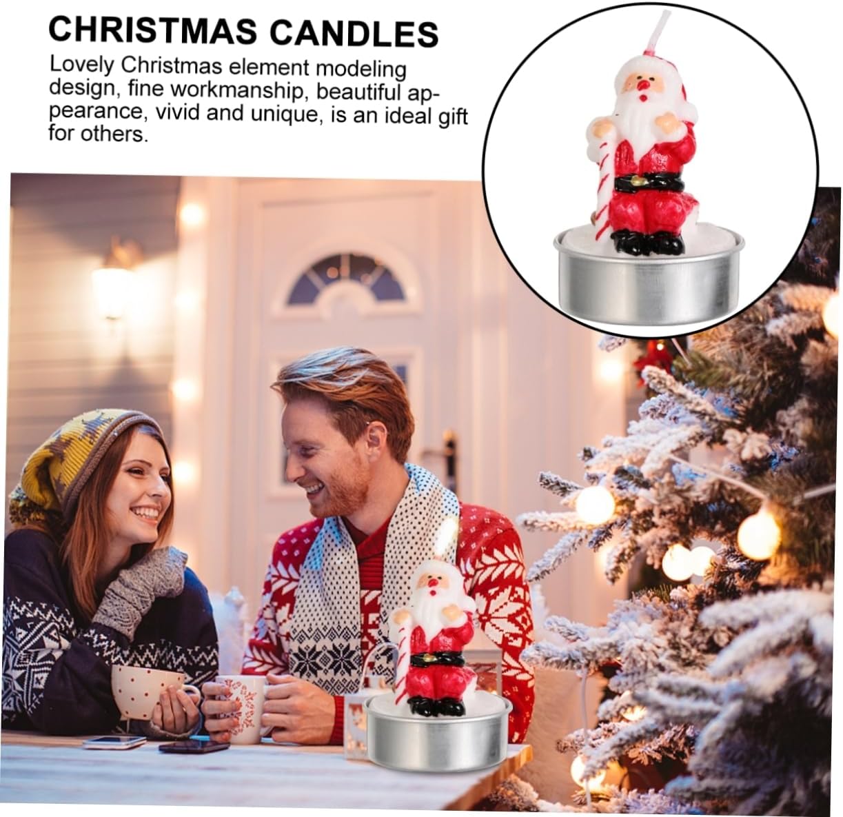 12pcs Smokeless Christmas Pine Candles Decorative Paraffin Wax Ornaments for Home Cafe Store Parties Create Festive Atmosphere Fun