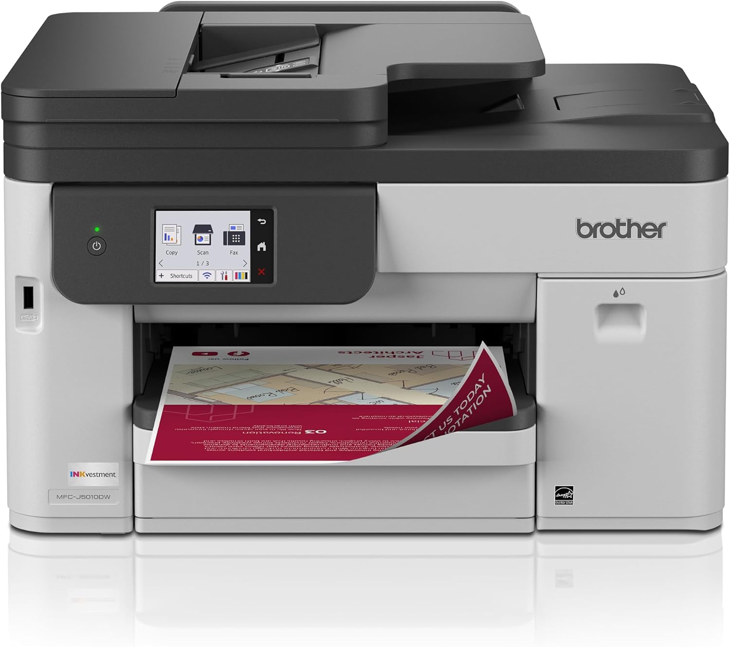 INKvestment 5010 Wireless Color Inkjet All-in-One Printer with Automatic 2-Sided Copy & Scan with 2.7” Color Touchscreen (MCF-J5010DW)