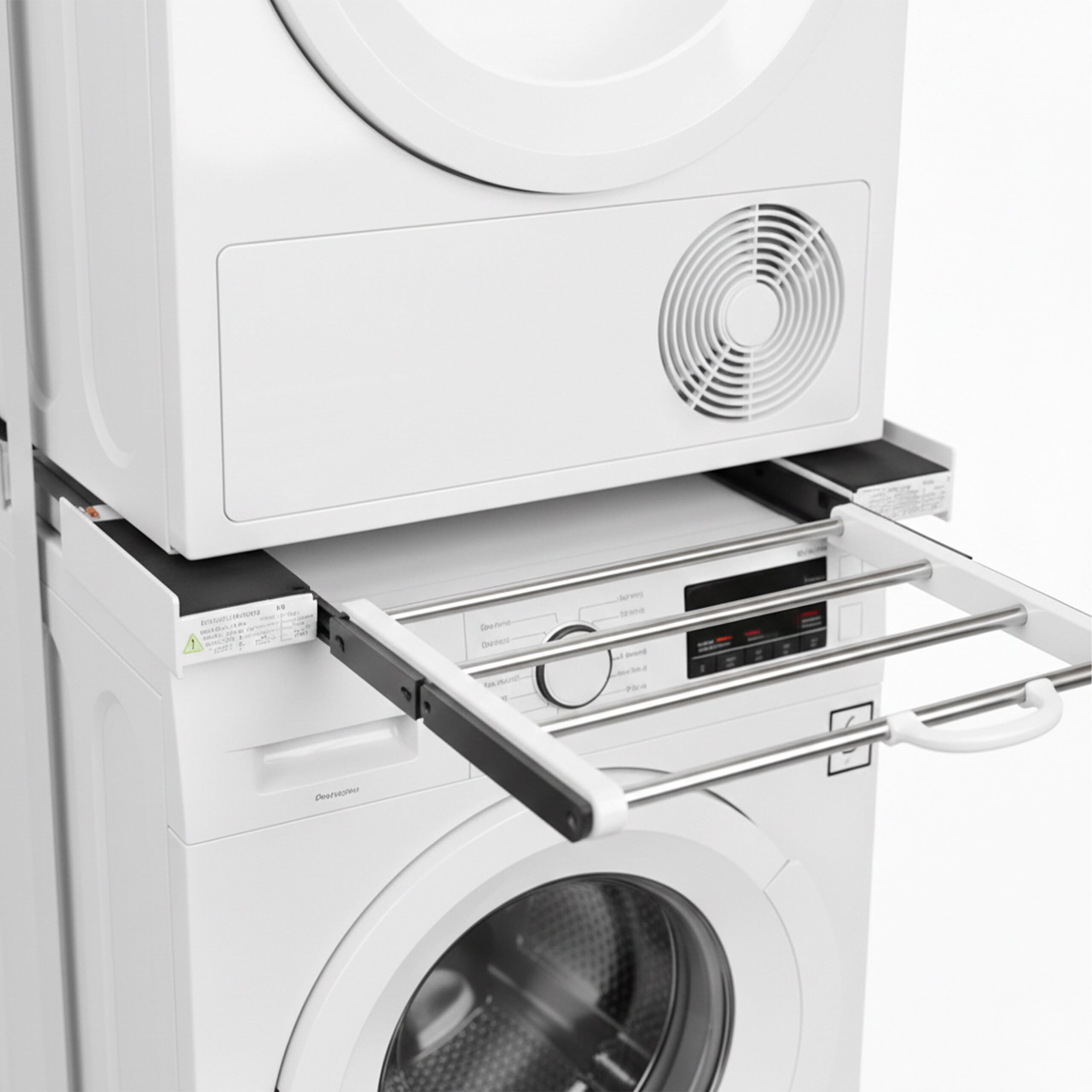 Relaxdays kit telaio impilaggio asciugatrice su lavatrice con cinghia, regolabile 45-72 cm, universale, bianco