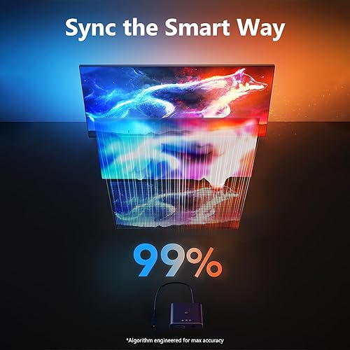 Miniatura 3 de PWAYTEK Retroiluminación LED para TV inteligente con caja de sincronización HDMI 4K30Hz, luces LED para televisores de 55 a 85 pulgadas, tira de