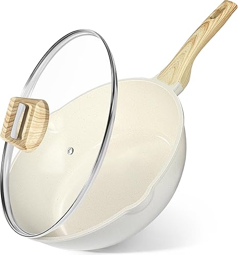 Miniatura 10 de GiPP Sartén antiadherente profunda – Sartén para saltear de 11 pulgadas con tapa, utensilios de cocina de inducción de granito, sartén antiadherente