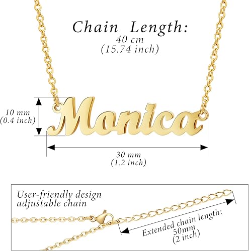 Miniatura 5 de Ldurian Name Necklace Christmas Gifts Name Pendant Necklace Christmas Gifts 14K Gold Dainty Name Plate Necklaces Birthday Jewelry Gift for Teen