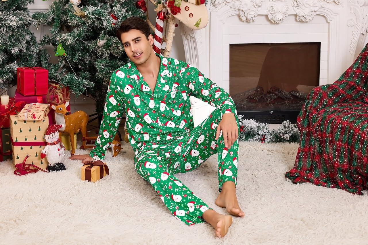 Marvmys Mens Pajama Set Soft Button Down Pajamas Long Sleeve Pjs Sleepwear Loungwear Comfy Sleep Sets with Pockets S-3XL - Image 3