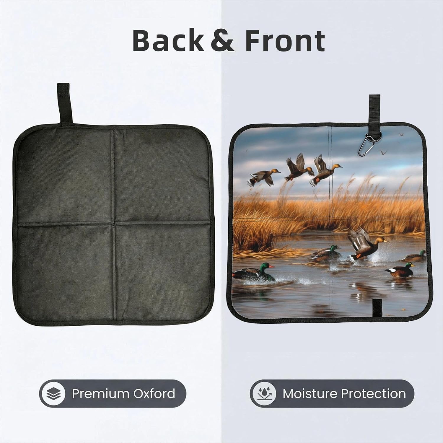 (Hunting Flying Wild Duck) Sitting Pad Foldable Seat Cushion Lightweight Camping Seat Mat with Hook for Outdoor Hiking Picnic Camping