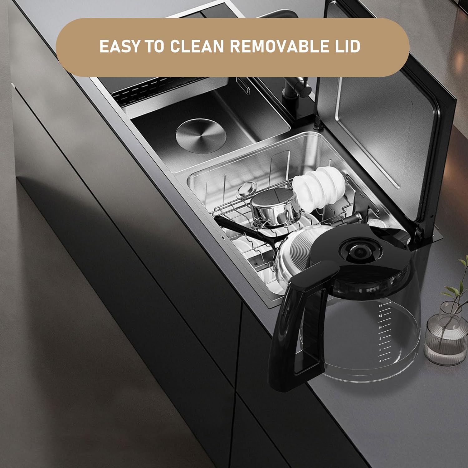 14-Cups Coffee Carafe Replacement Pot Compatible with Cuisinart Coffee Machine DCC-2200RC, DCC-2200, DCC-3200, DCC-3200P1, DCC-3200FR, DCC-3200CPAMZ, DCC-2600, DCC-2800,DCC-1800FR, CBC-7400 CBC-7000PC - Image 5