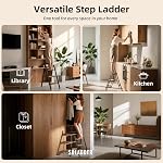 SOLADDER 3 Step Ladder, Anti-Slip and Lightweight Foldable Step Stool for Adults to Use in Kitchen, Closet and Library, 300lbs(Black+Woodgrain)