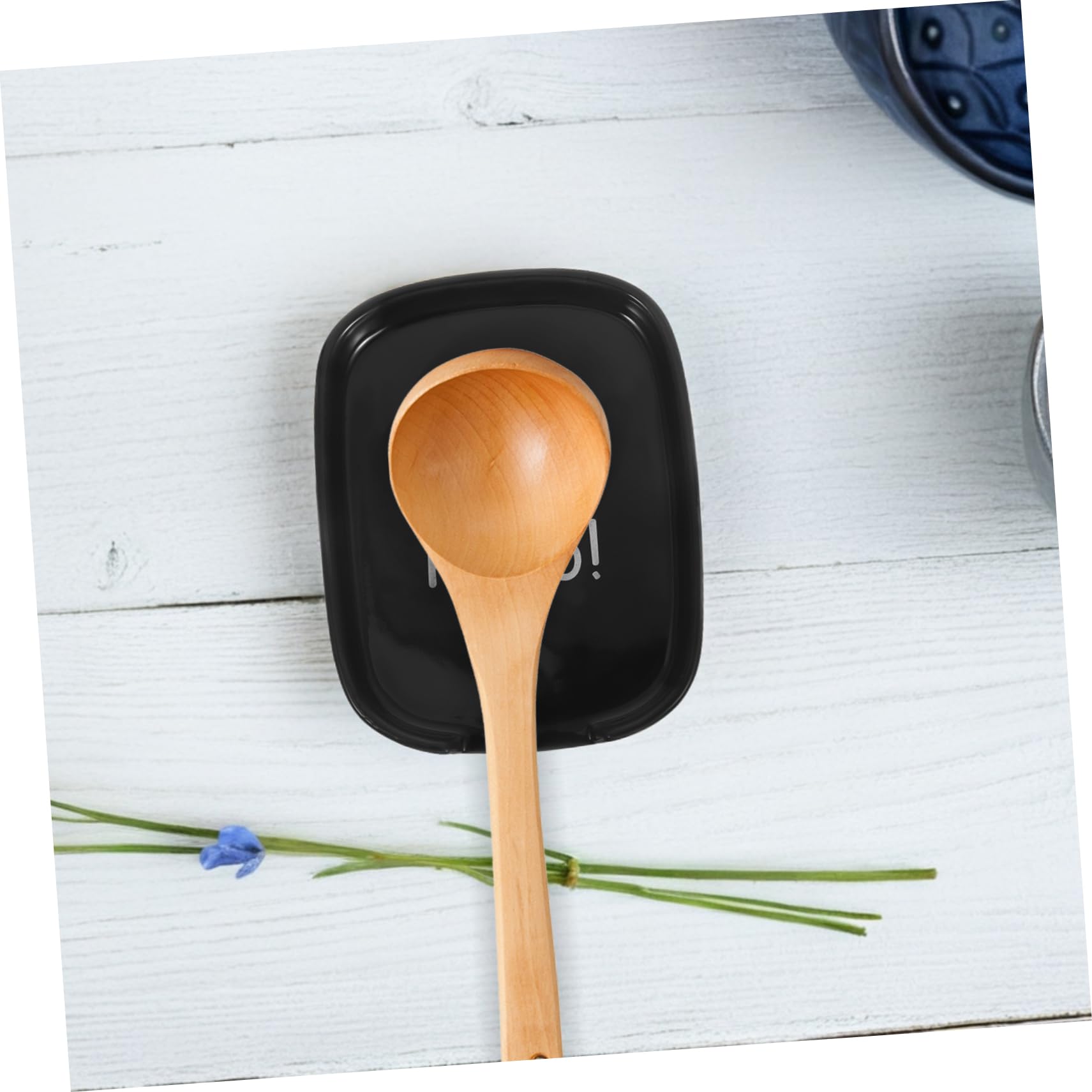 Reposacucharas y Fácil de Limpiar de Cerámica Negro Diseño Ahorrador de Espacio Elegante y Decorativo para Utensilios de Cocina