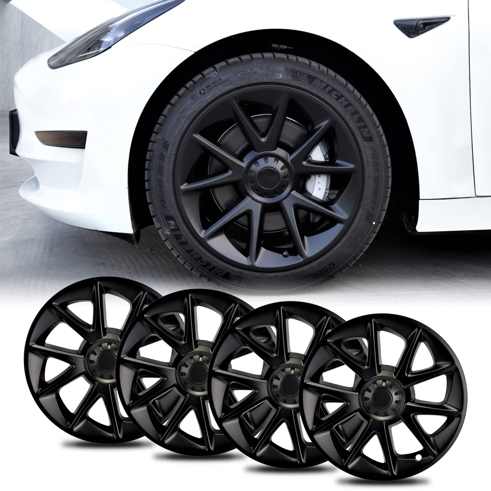 Photo 1 of *NEW* DOLKSN Wheel Cover Tesla Model 3 Hubcap 18 Inch 4PCS