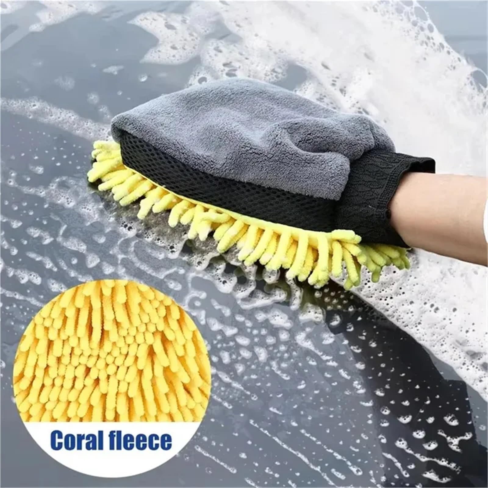 Guante para Lavar El Coche Guantes For Lavado De Coches, Manopla Limpieza Microfibra Resistente Al Agua, Cepillo For Detalles, Guante Doble Cara For El Cuidado del Coche, 1/5 Uds