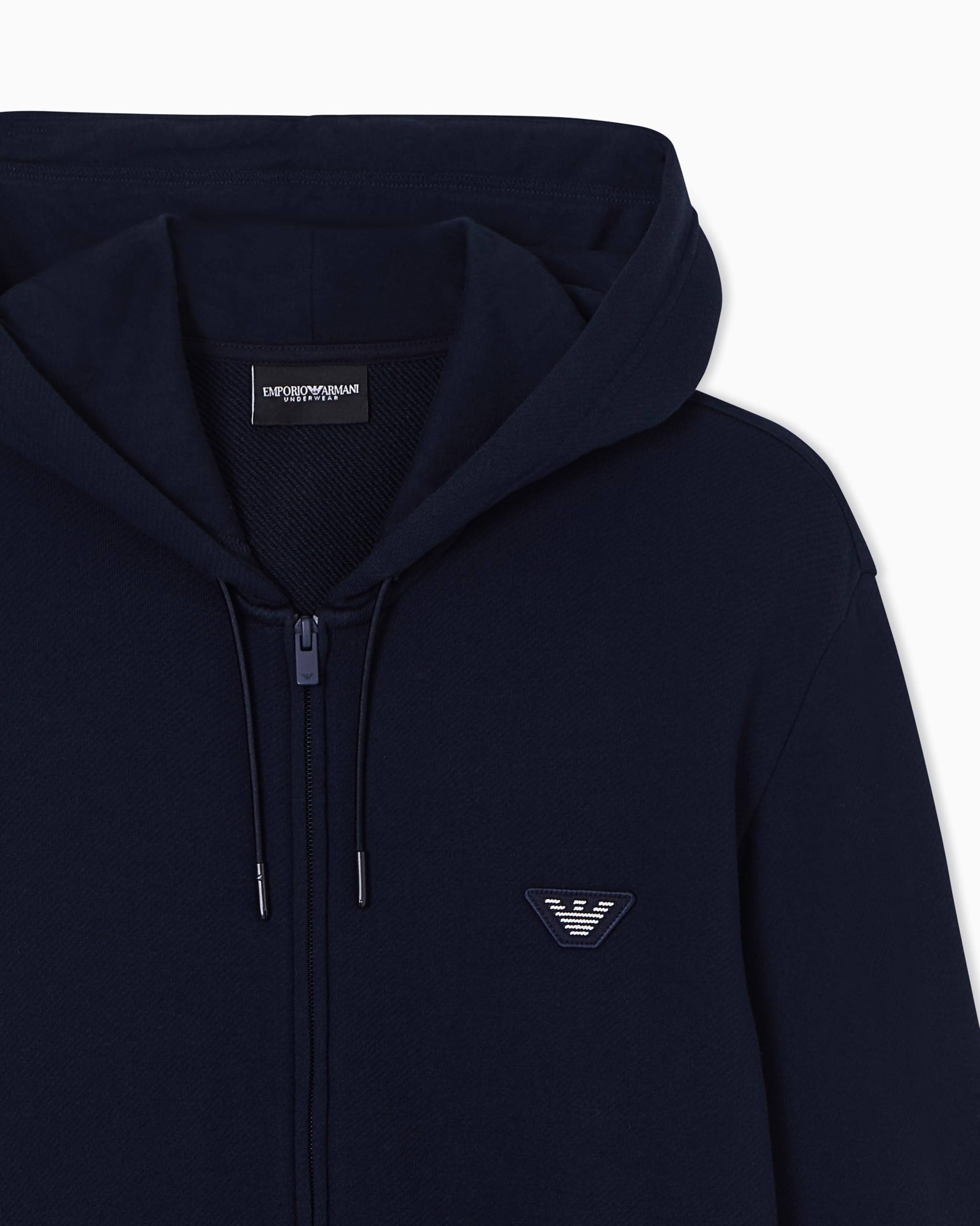 Emporio Armani Modal Herren-Sweatshirt mit Kapuze, Reißverschluss, Größe L, Blau
