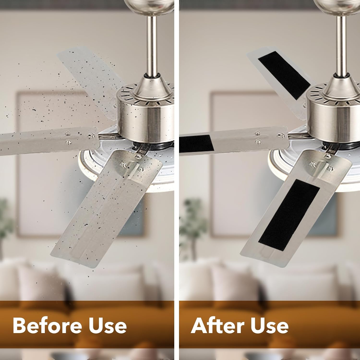 Ceiling Fan Filters for Blade,5 Pcs Ceiling Fan Filter,Activated Coconut Carbon Fan Filter for Ceiling Fan,Easy Install Odor Eliminator & Air Purifiers for Household (5)