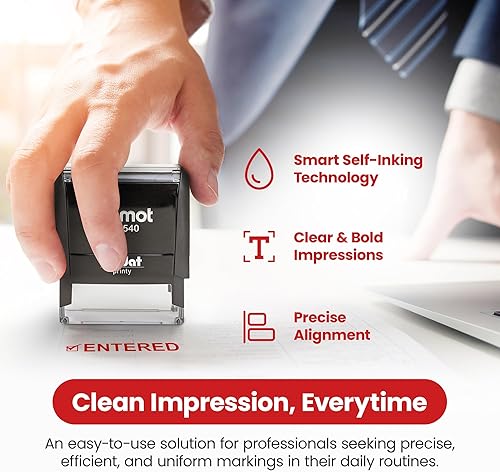 Miniatura 3 de Promot Entered Self Inking Rubber Stamp - Refillable Stampers for Office - Business, Accounting, Bookkeeping, Coding, Legal, Notary, Work, Ordering