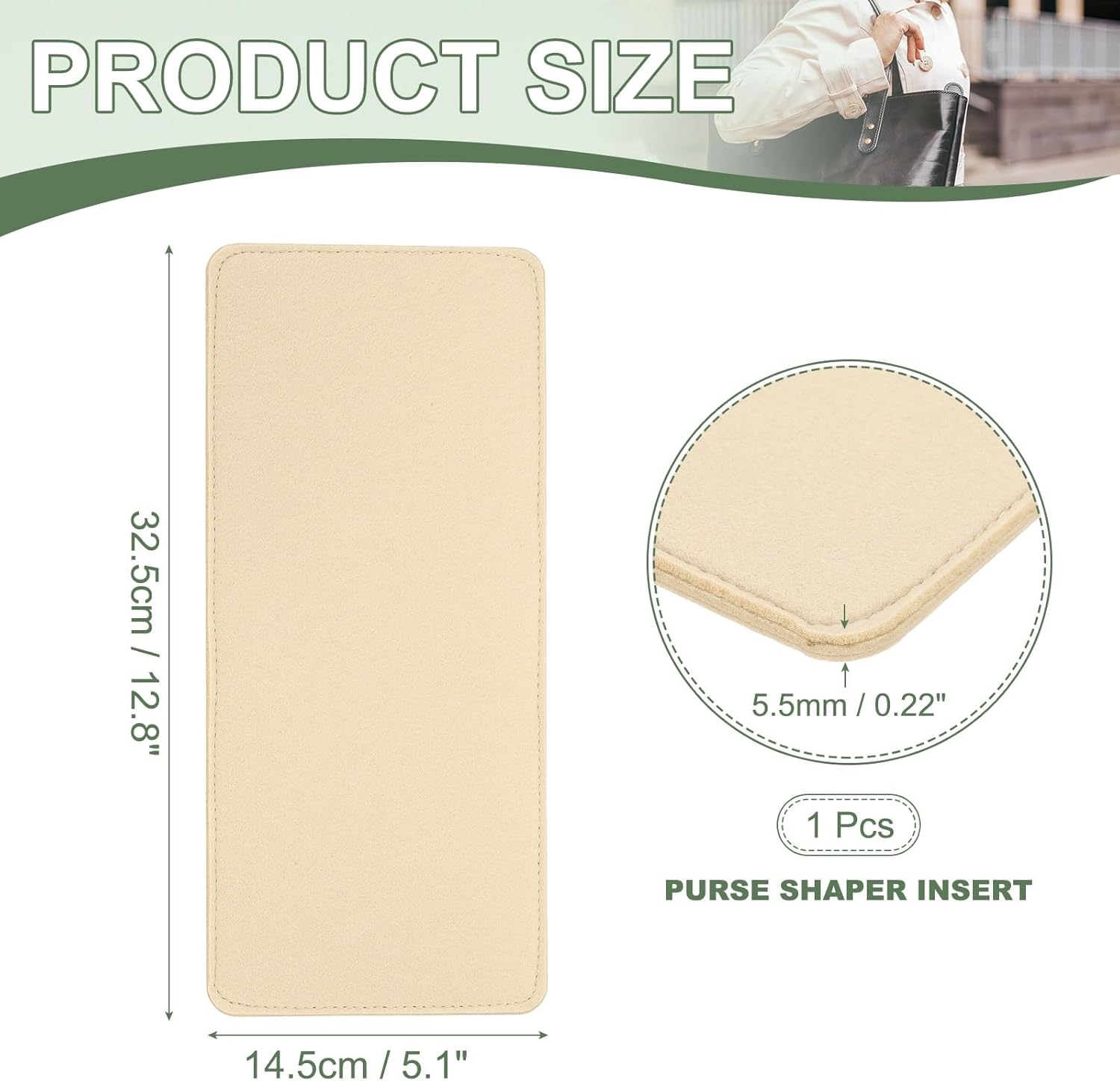 Felt Base Shaper, Bag Bottom Shaper Purse Organizer Insert, Handbag Organizers Arc Corner Liner Board Insert, 13 x 6 Inch Fit for Purse Tote Bag Handbag Women (Beige) - Image 2