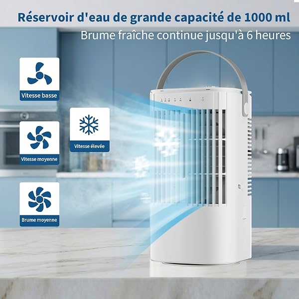 Climatiseur Mobile, Air Conditioner Portable Climatiseur Mobile Sans Evacuation, 4 en 1 climatiseurs portables, Minuteries, LED 7 Colorées Adapté Au Camping De Bureau De Chambre à Coucher - 5