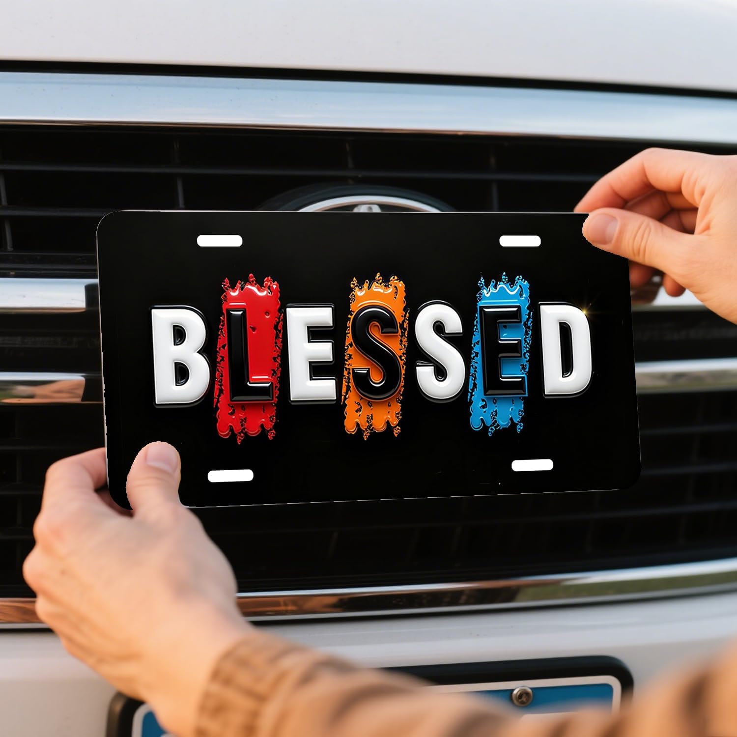 Blessed.Front License Plate Aluminum Decorative License Plates Funny Metal Car Plate 6"X12" Novelty Vanity Tag Cover with 4 Holes Car Decor Accessory (LVCP25109020) image 2