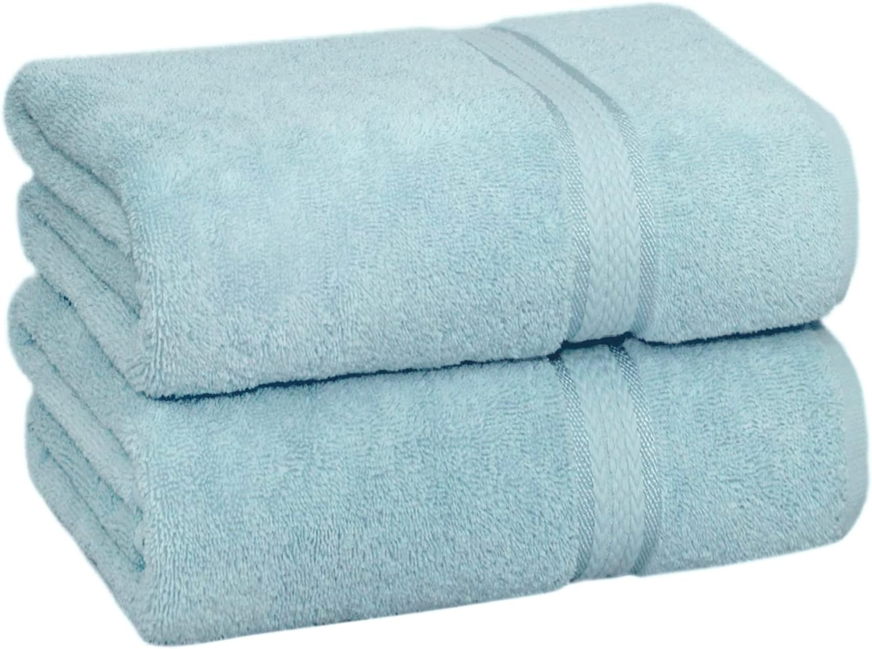 Ultra Soft Bath Sheets - 2 Pack - 35 x 70 - Absorbent Quick Dry Everyday Luxury Hotel Bathroom Spa Gym Shower Beach Pool Travel Dorm - 100% Cotton - 580 GSM - Easy Care - Light Blue