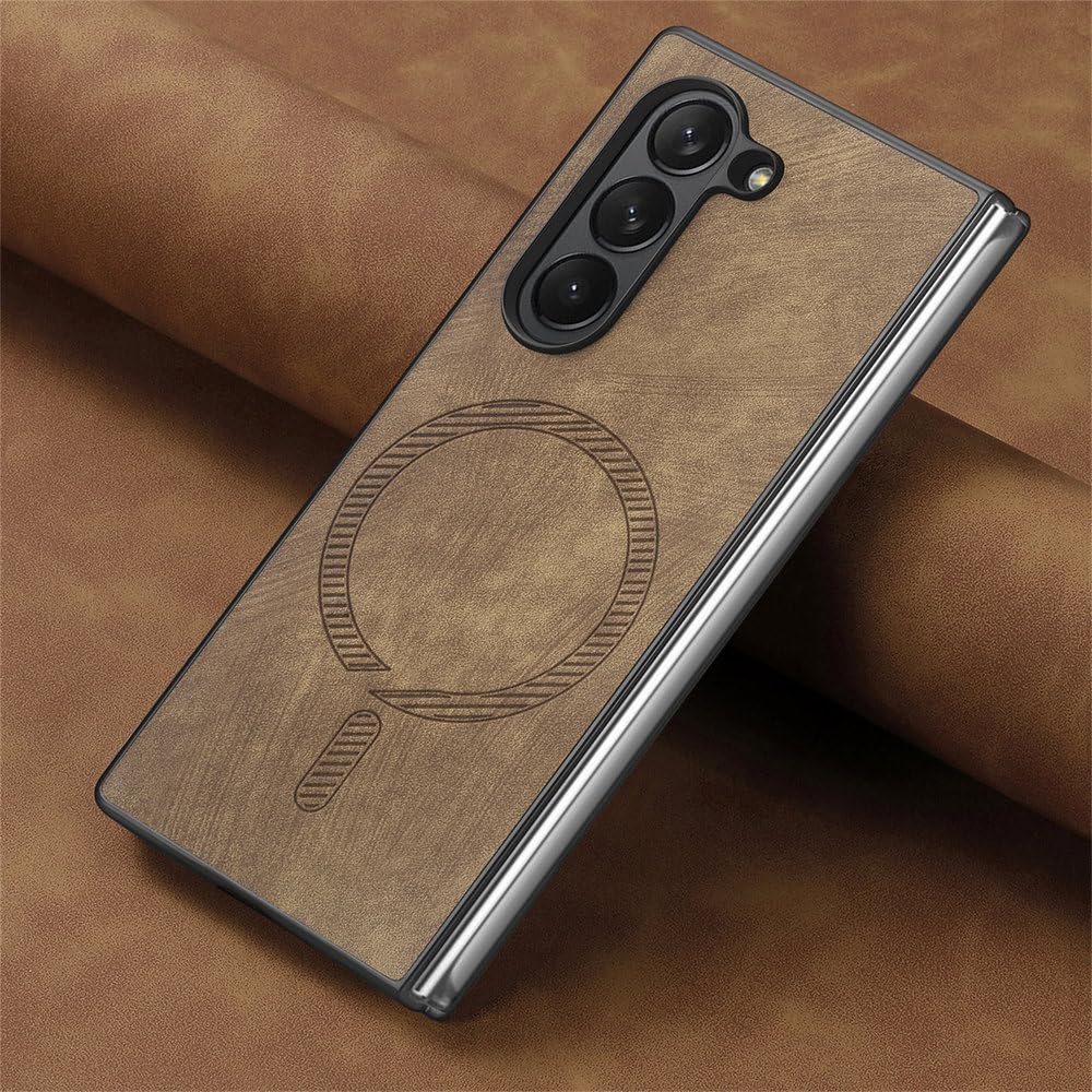 Étui Samsung Galaxy Z Fold 5 6 7 cuir magnétique anti-chute marron - 8