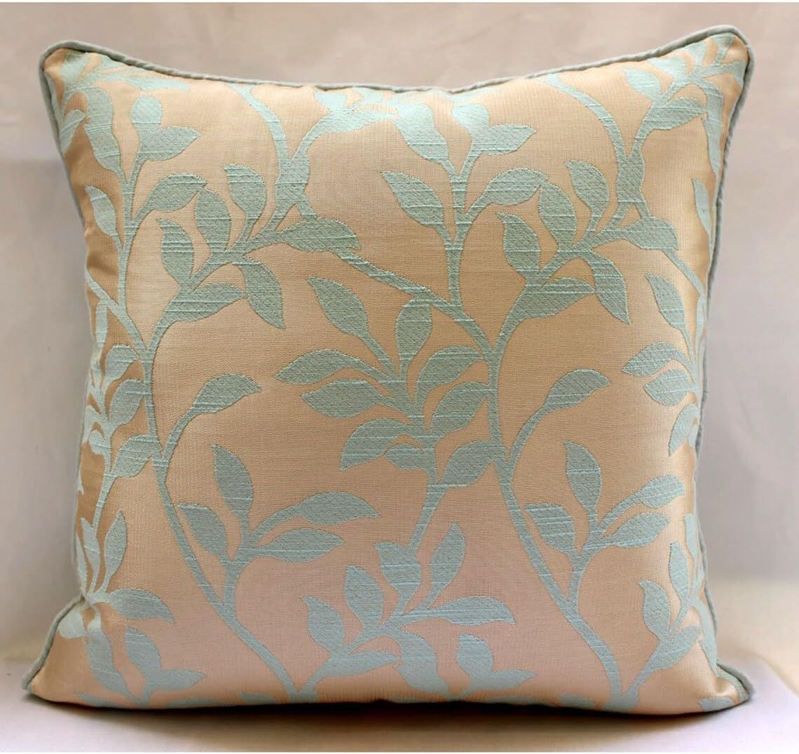 The HomeCentric Cushion Covers, Blue Decorative Throw Pillow Covers 16x16 inch (40x40 cm) Jacquard Throw Pillow Covers, French Toile, Floral, Contemporary Toss Pillow Covers Easter - Leafy Heaven