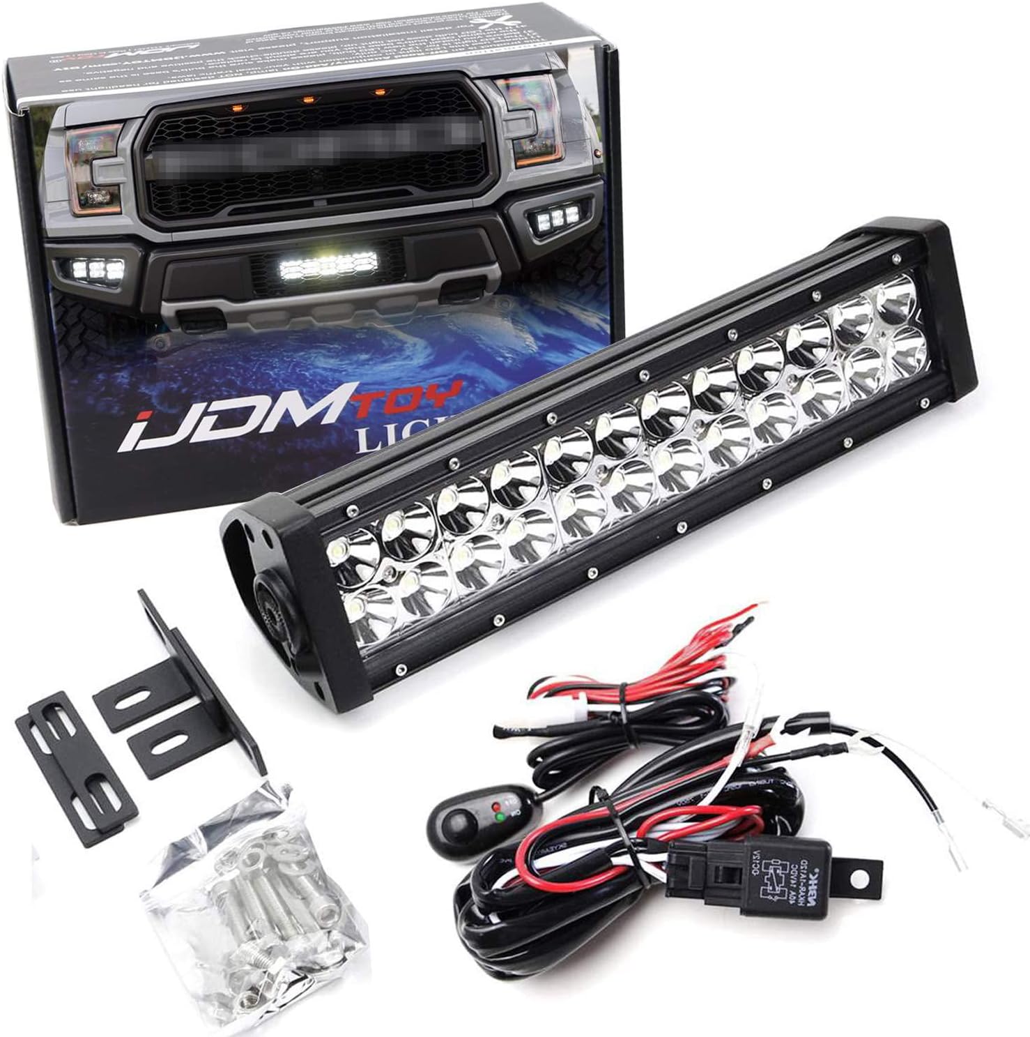 Amazon iJDMTOY Behind Grill LEDライトバーキット 2017年以降のフォードラプターに対応 ハイパワーダブル