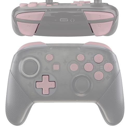 eXtremeRate Cherry Blossoms Pink ABXY D-pad ZR ZL L R Teclas para Nintendo Switch Pro, botones brillantes de repuesto completo con herramientas para