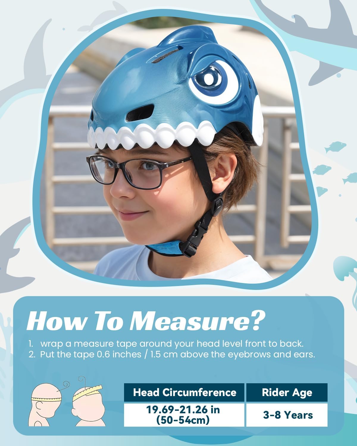 Casco Bicicleta Niño 3D Animados Casco Bici para Niños y Niñas de 3-8 Años Ajustable Casco Bici Bebe con Juego Protectores para Bicicleta, Patinete y Skateboard (Azul, S: 50-54 cm)