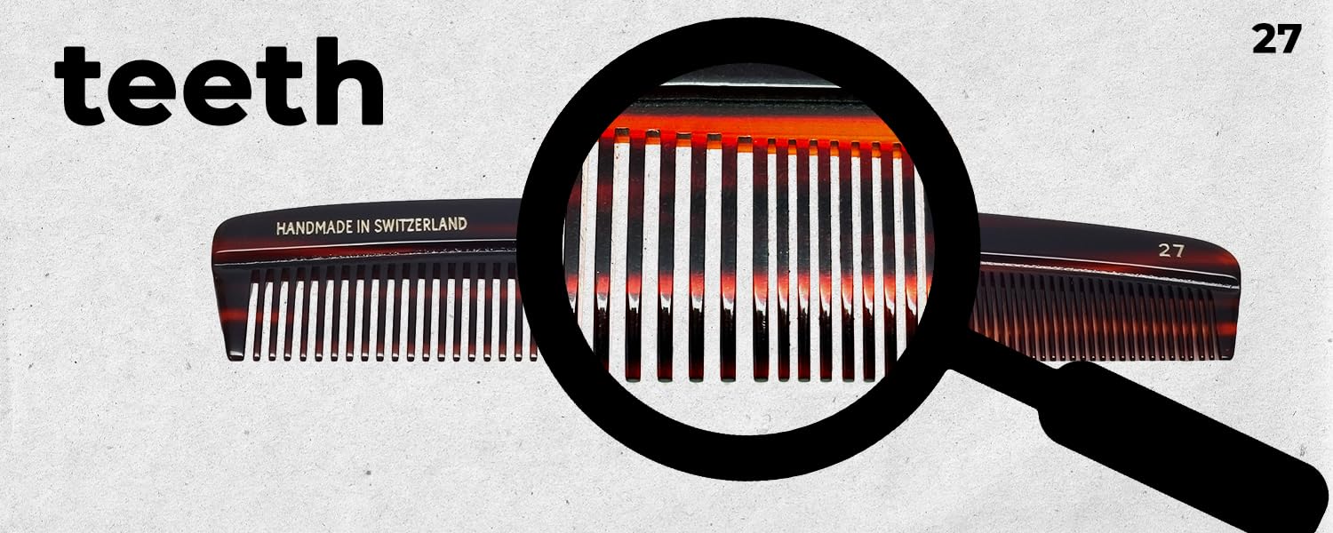 #27-O Handmade Wide Narrow Tooth Comb Tortoise Havana Acetate Thick Coarse Curly Thin Fine Straight Hair Detangling Parting Grooming Teasing Hair Styling Hairdresser Barber Hairdressing Wet Dry