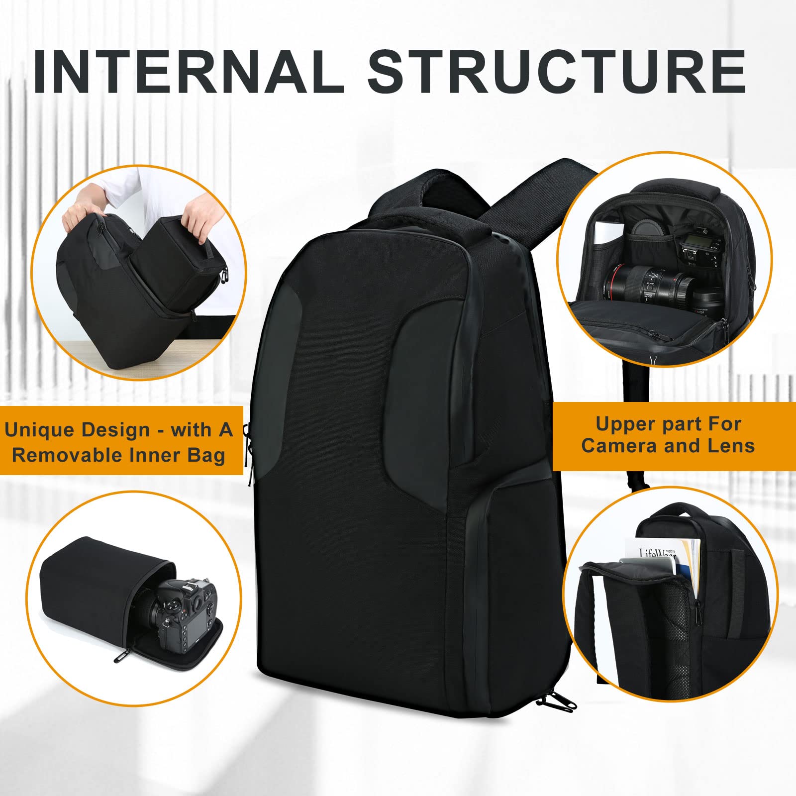 Zaino Fotografico Professionale Antifurto - Per Canon E Altre Fotocamere - Ideale Per Viaggi E Reportage - Foto 5