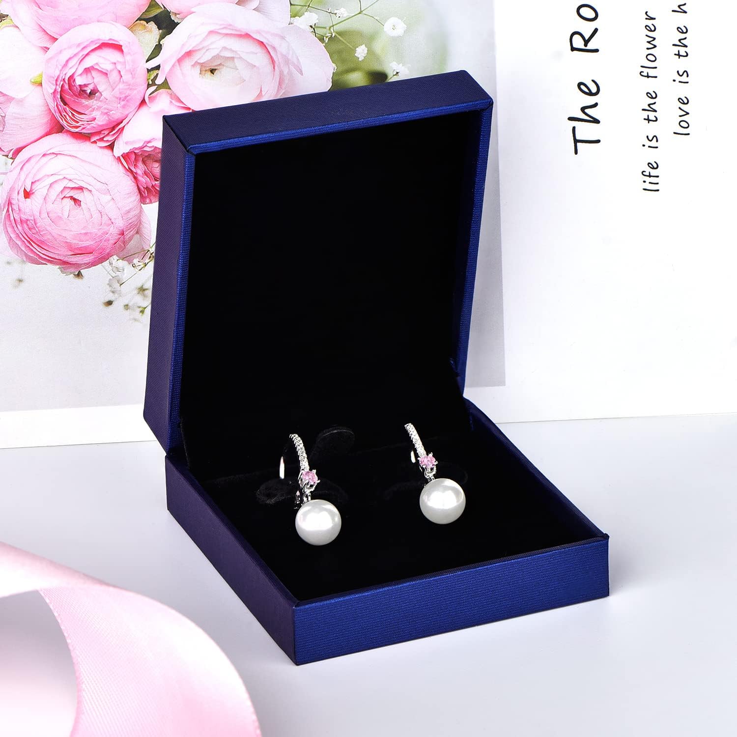 JO WISDOM 925 Sterling Silver Freshwater Pearl Hoop Earrings with Dangle Real Pearl,Simulated Pearls - Image 7