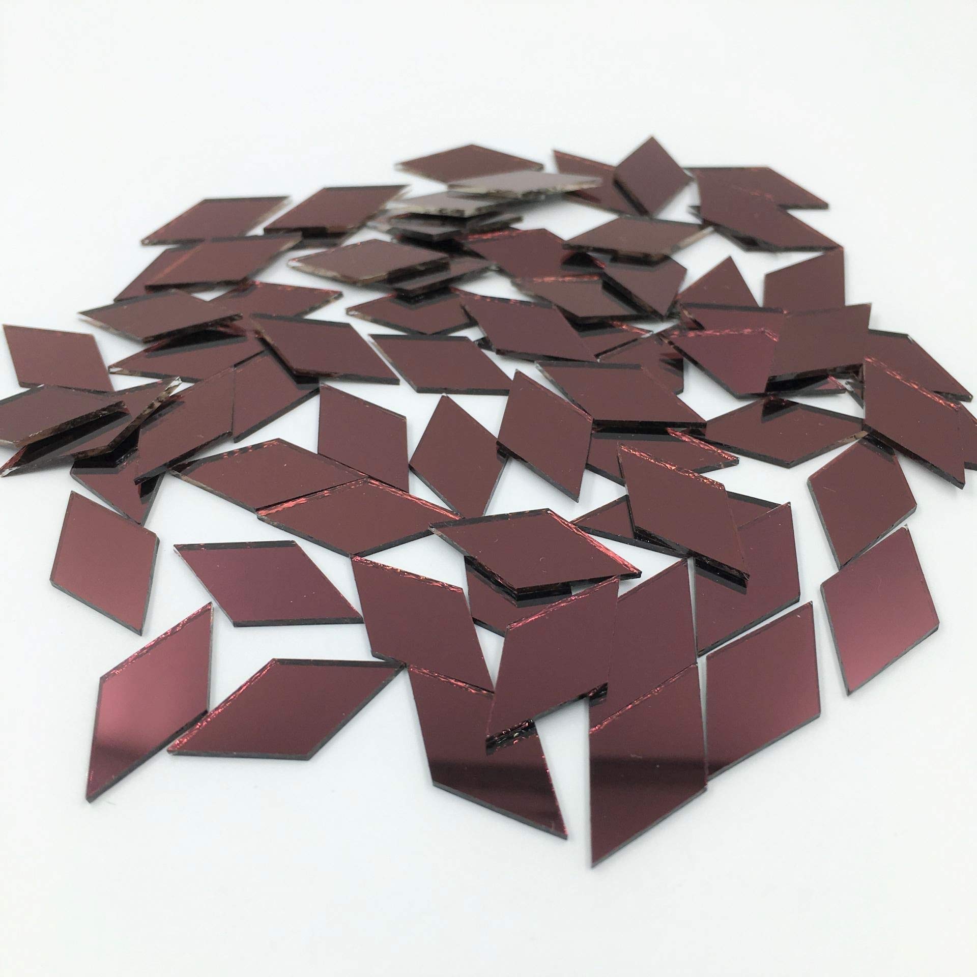 NUO RUI200pcs 1" x 1/2" Diamond Shape Mirror Mosaic Tiles Purple Craft Mirrors