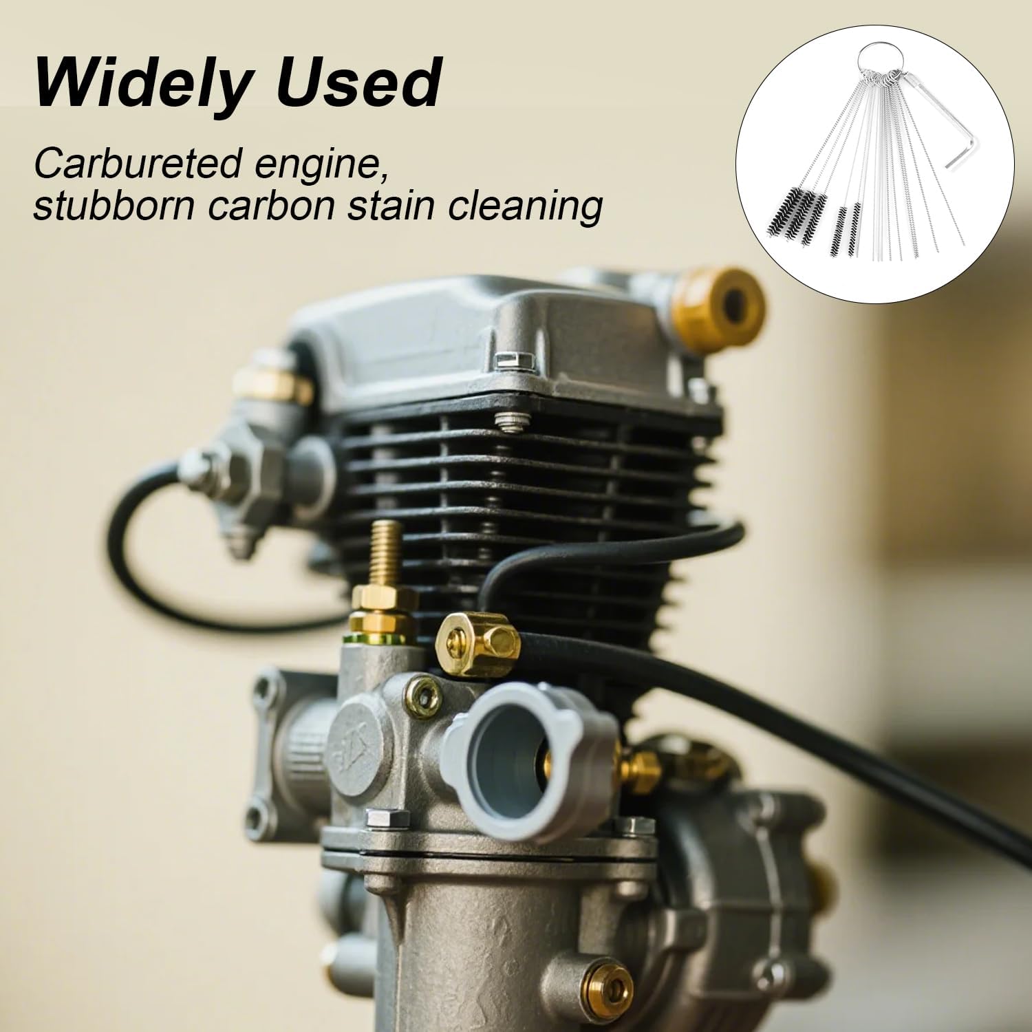 Carburetor Cleaner Kit, Torch Tip Cleaner Set with 15 Nylon Brushes 30 Cleaning Needles 1 Hex Wrench 2 Sharp Picks 39 Cleaning Wires Suitable for Carb Spray Gun Auto Motorcycles & Small Engines
