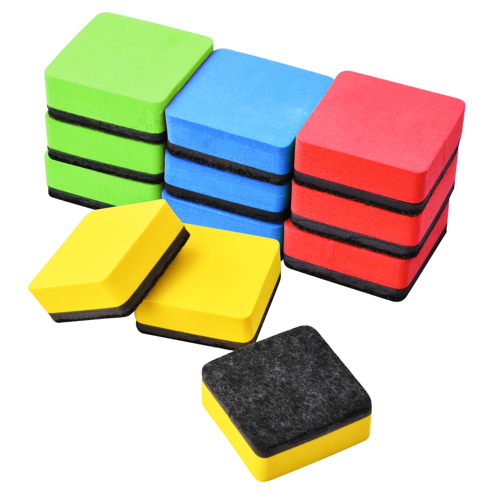 Gommes Magnétiques Pour Tableau Blanc - Lot De 12 - 4 Couleurs - Effaçage Facile Et Rangement Pratique