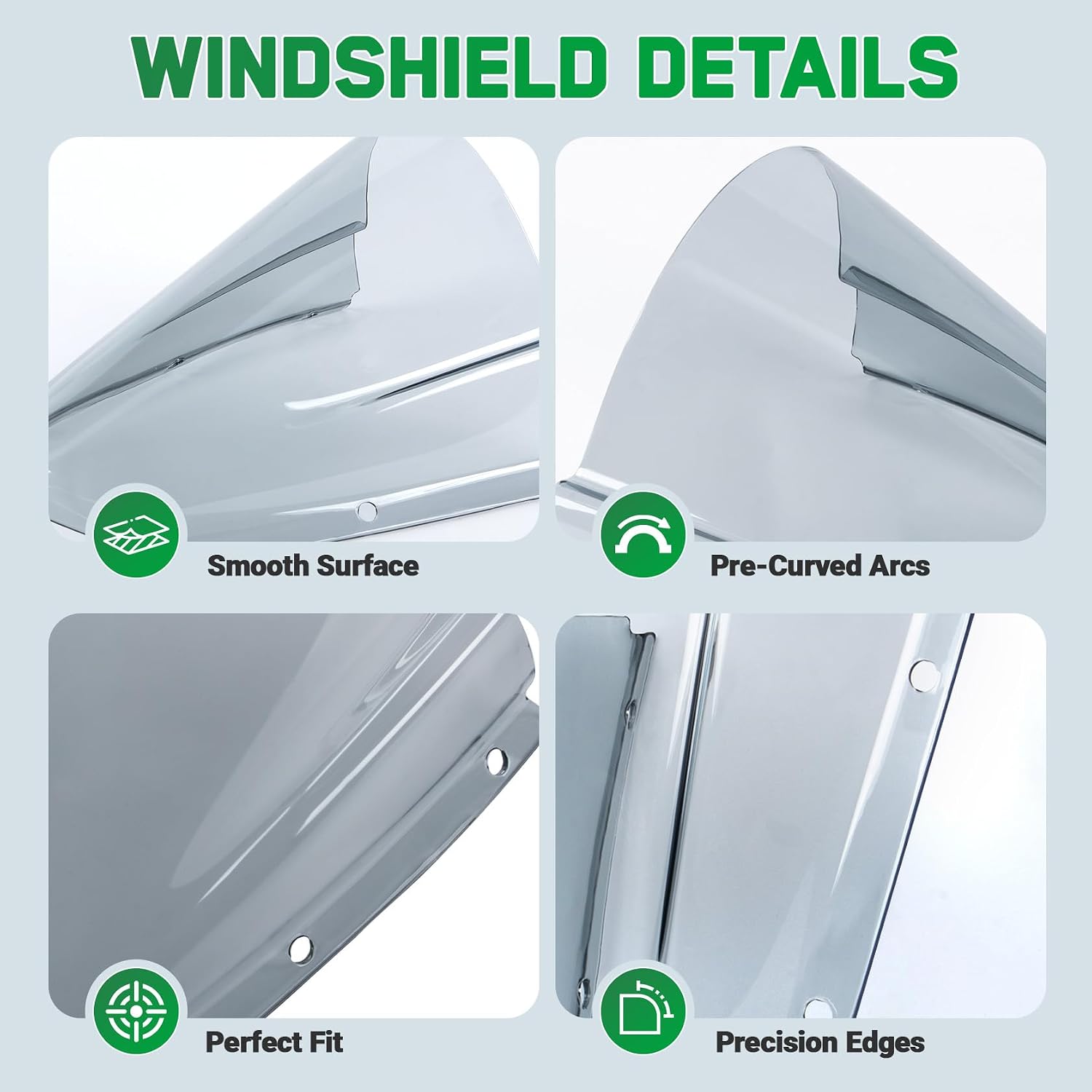Motorcycle Windshield Deflector Double Bubble Windscreen Fit for Ninja ZX-10R ZX10R 2021 2022 2023 2024 2025 Wind Shield Screen Visor Flyscreen, Smoke