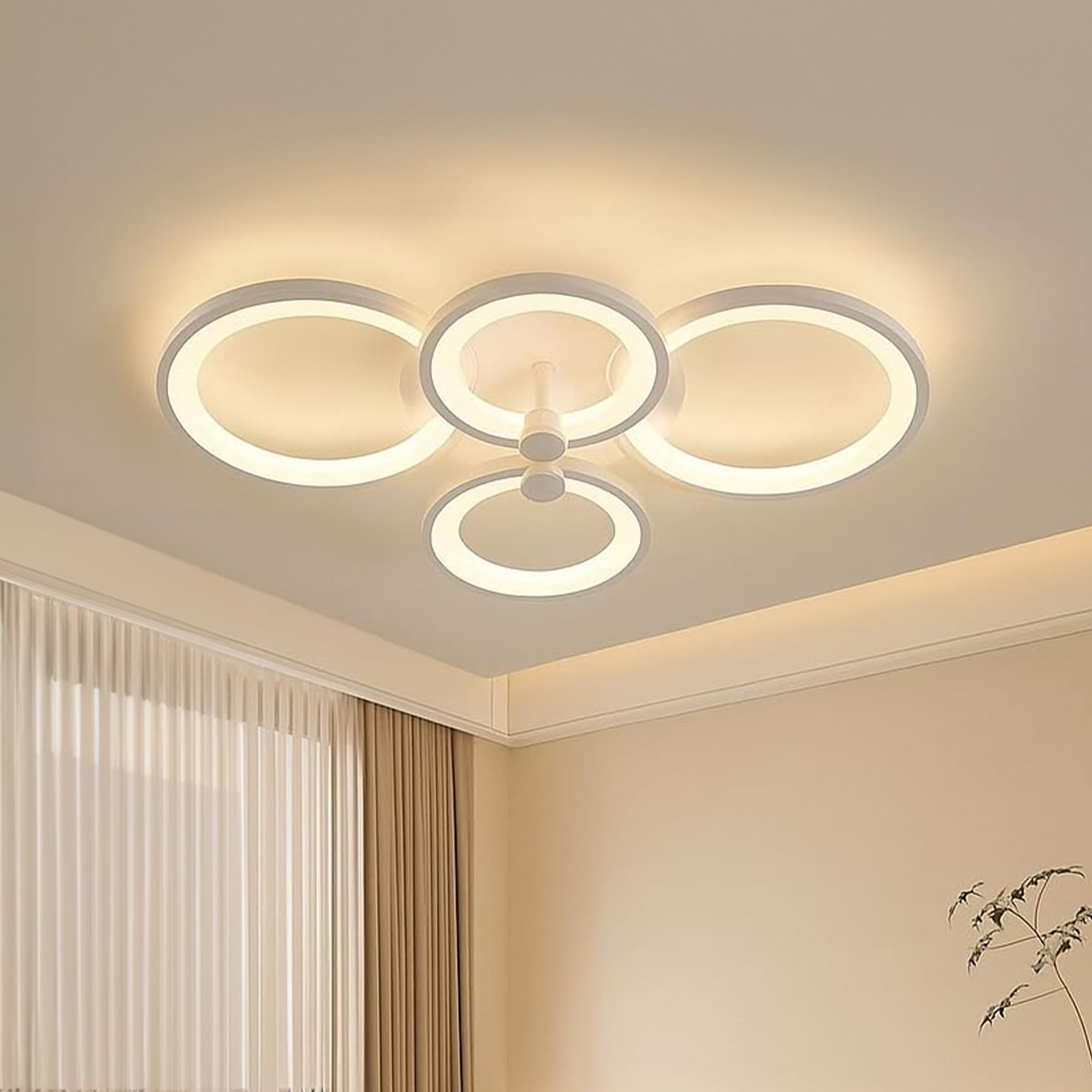 murphy 40w modern led ceiling light | 3 color change (warm/natural/cool) | round ring flush mount ceiling lamp for living room, bedroom & hall | pack of 1