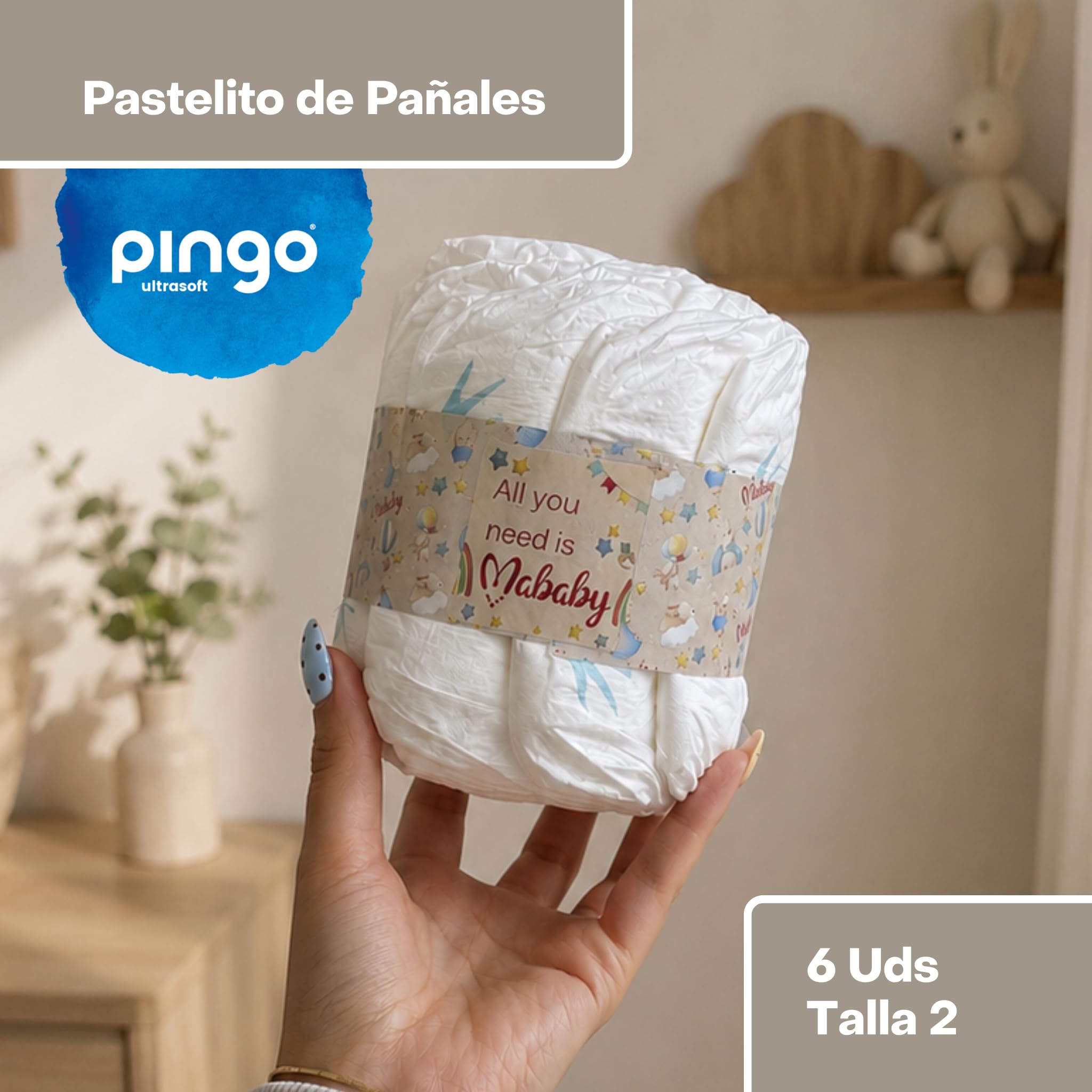 Canastilla Bebé Recién Nacido Personalizada Peluche (Beige) | Canastilla personalizada con manta coralina, peluche conejito, gasa bordada, set cepillo y peine y marco nombre.