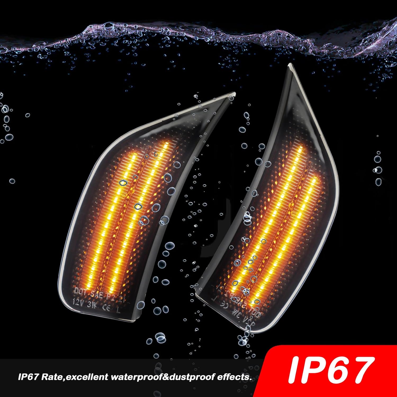 Smoked Lens Amber Front Fender Side Marker Lights Compatible with 2021-2023 GMC Yukon XL Chevy Tahoe Suburban Cadillac Escalade ESV SUV Front Side Indicator Lamps 2PCS (Yellow LED)