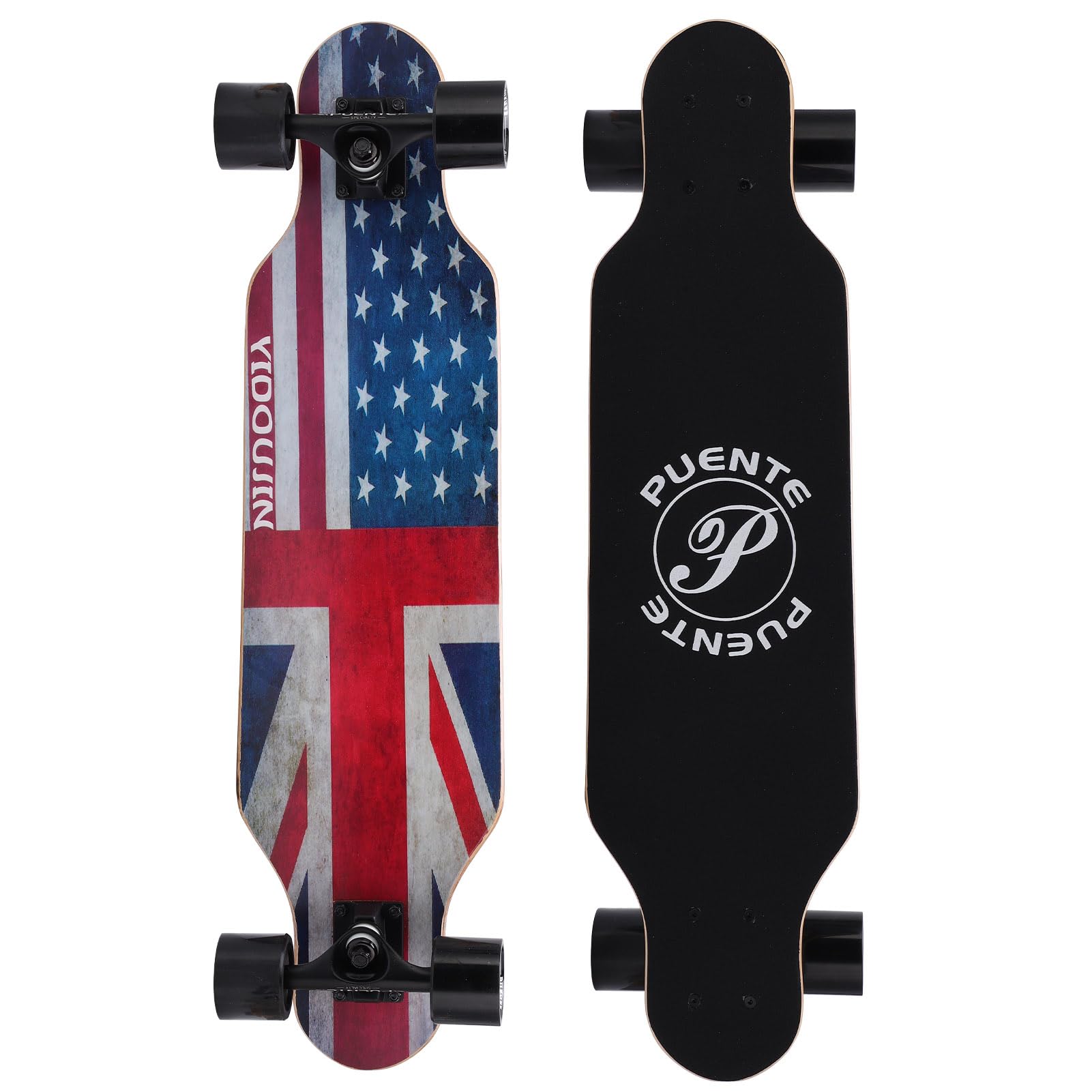 Tbest en érable Longboard Cruiser Skate Board Adulte 8 Couches en érable ABEC 9 Roulements à Couverture Violet Roues 60 X 50 Mm avec Amortisseur HR 95 pour Routes et Rues