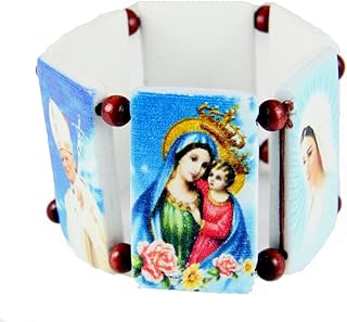 4030190 Saints Wooden Stretch Bracelet Iconic Images Blessed Virgin Lady of Quadalupe
