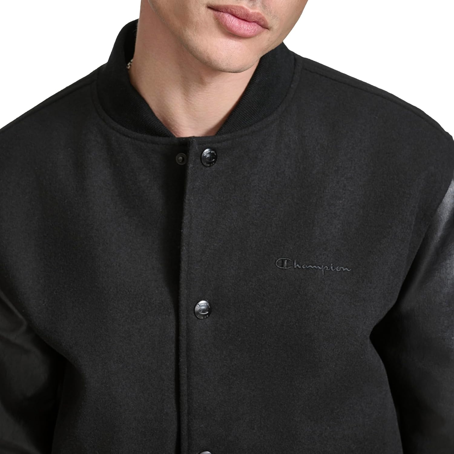 Champion Men's Letterman Varsity Bomber Jacket With Faux Leather Sleeves - Image 5